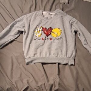 Peace Love Softball Grey Sweatshirt with Graphic